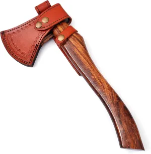 Armory Replicas Pigeon Forge Functional Damascus Steel Outdoor Camping Hatchet Axe with Leather Sheath