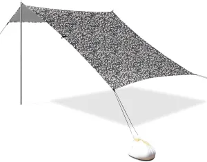 Art Leaves Grey Beach Cabana Tent UPF50  Protection Lightweight Sun Shade with Sand Pockets for Backyard, Grassland, Park