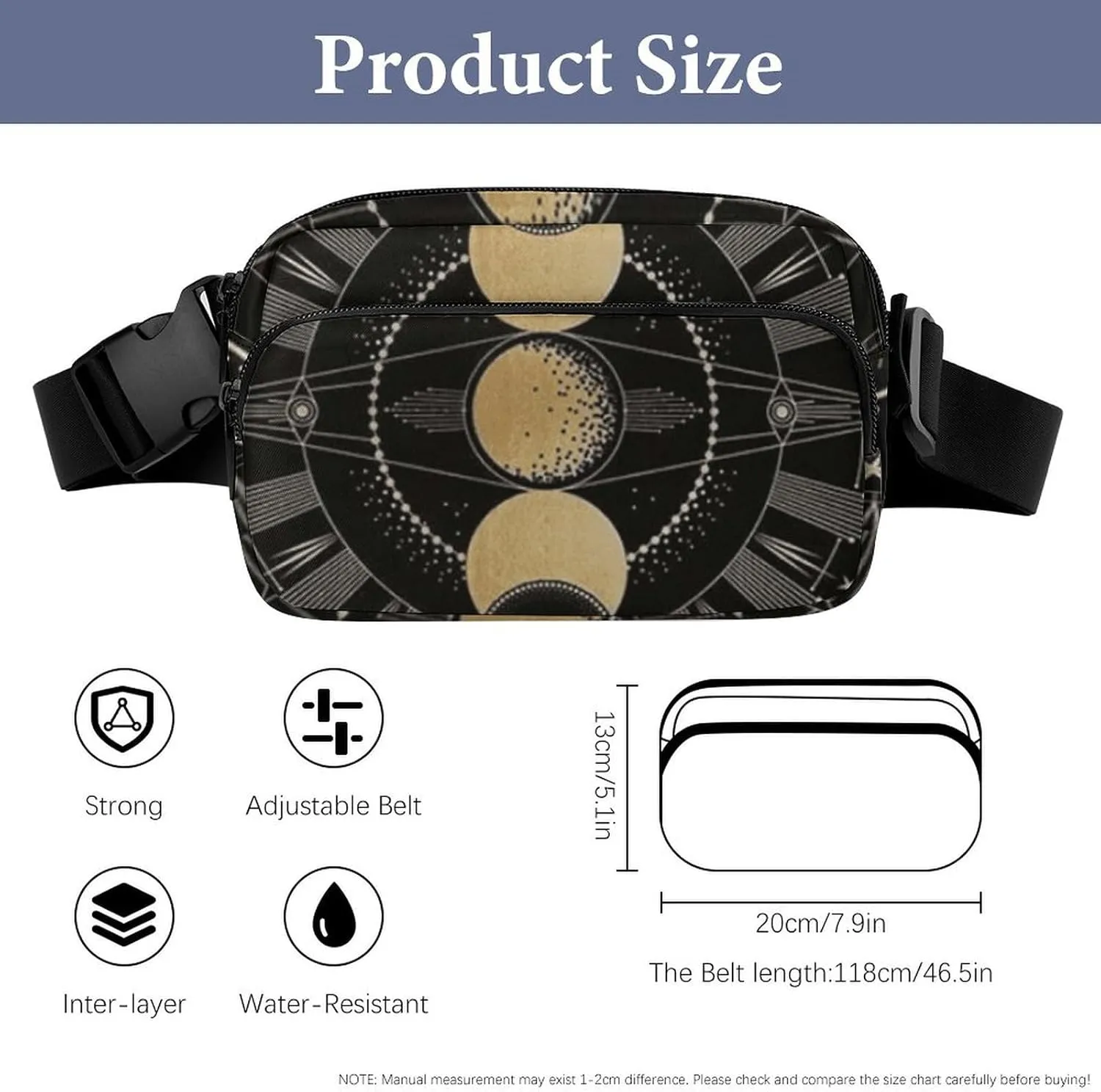 Astronomical Phenomenon Map of Solar Eclipse And Lunar Eclipse Art Convenient And Efficient Fully Printed Waist Bag