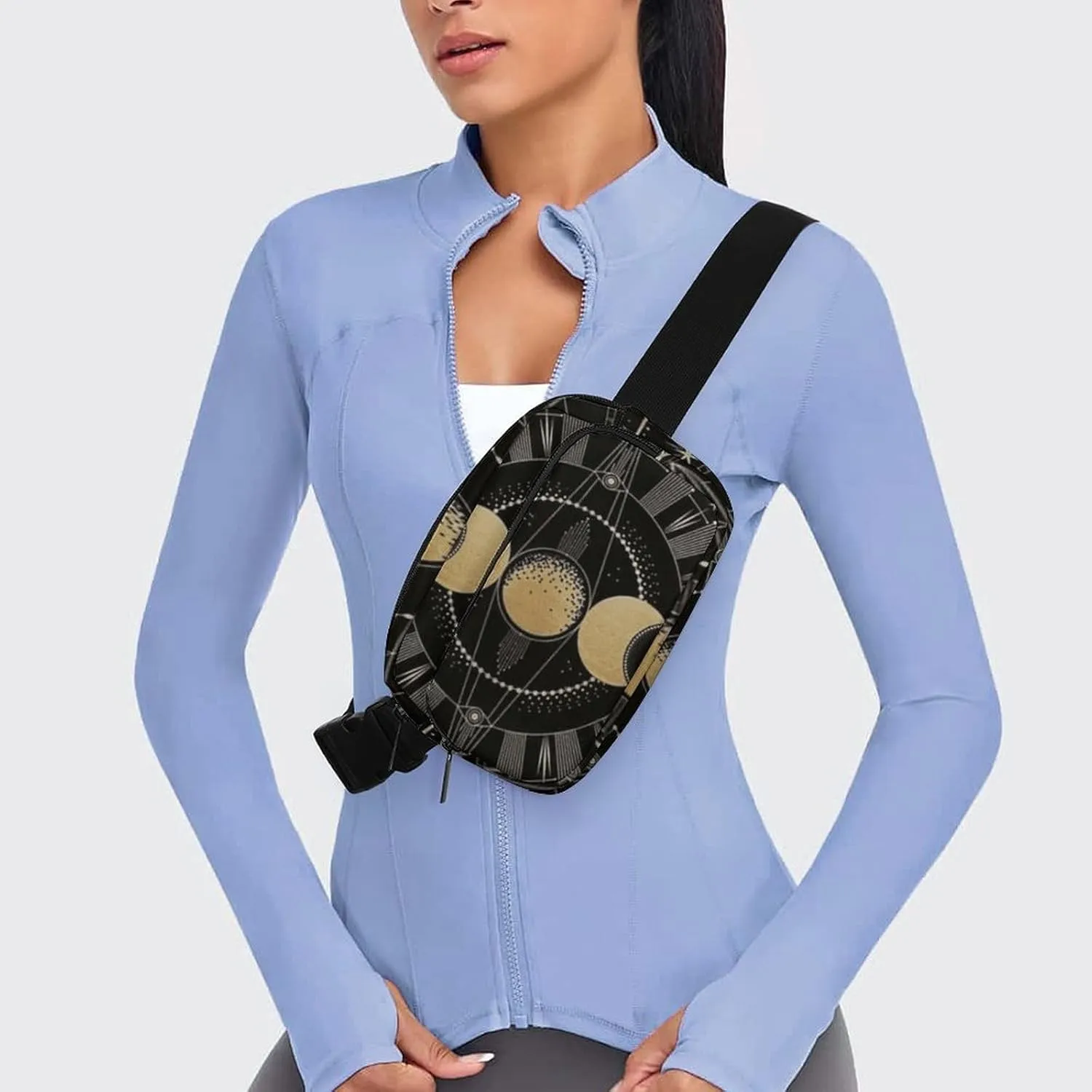 Astronomical Phenomenon Map of Solar Eclipse And Lunar Eclipse Art Convenient And Efficient Fully Printed Waist Bag