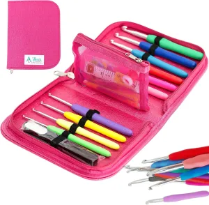 Athena's Elements Best Crochet Hook Set with Ergonomic Cushioned Handles. Perfect Crochet Hooks for Arthritic Hands, Smooth Knitting Needles for Superior Results & Knitting Accessories