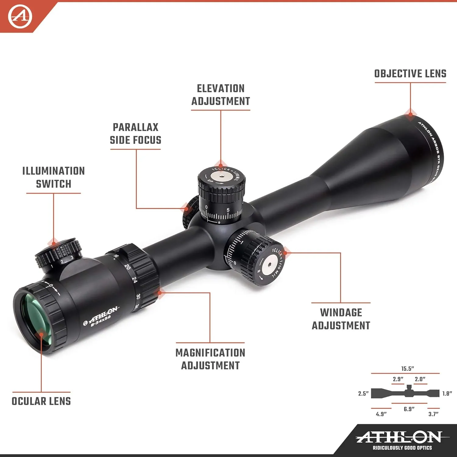 Athlon Optics Argos BTR GEN2 8-34X56 First Focal Plane Riflescopes