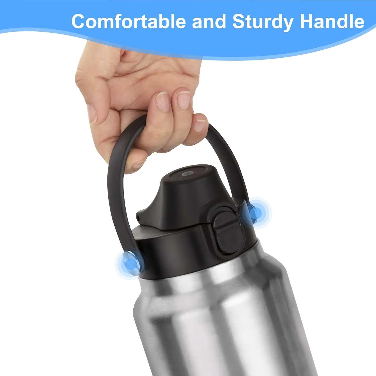 Auto Spout Lid for YETI Rambler Bottles, Fits 18/26/36/64 oz Bottles, Chug Replacement Lid Cap with Push-Button Lid and Flexible Handle…