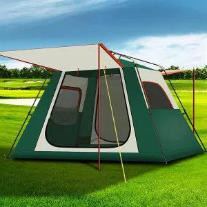 Automatic Pop-Up Tent with Extended Porch for 3-4 Person Hydraulic Sun Shelter Camping Tent Instant Tent for Outdoor and Hiking Traveling