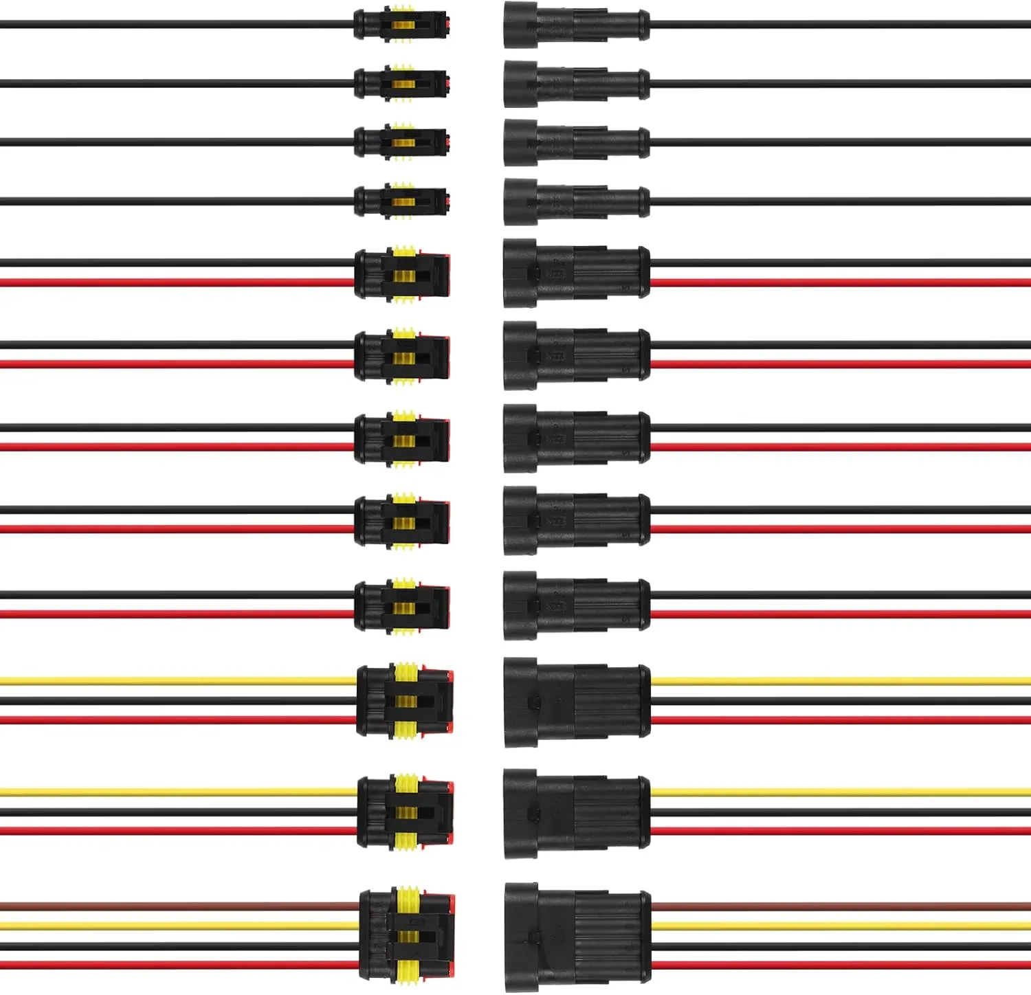 Automotive Electrical Connectors kit 1/2/3/4 Pin Waterproof Electric Wire Connector Plugs Battery Terminal Connectors Socket 1.5mm Series Wire Harness 16 AWG Pack of 13…