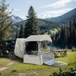 Auveach SUV Tent for Camping for 3-4 Person, 6.8 FT Clear PVC Bubble Car Tent with 9.5mm Thick Poles, SUV Tailgate Tent with Waterproof PU4000mm and Anti-UV Coating for Camping Fishing Activities