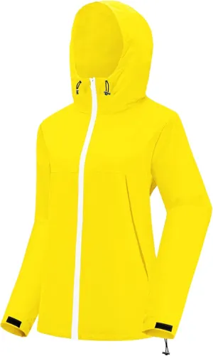 Avoogue Rain Jacket Women Waterproof Lightweight Raincoat Lined Outdoor Hooded Windbreaker