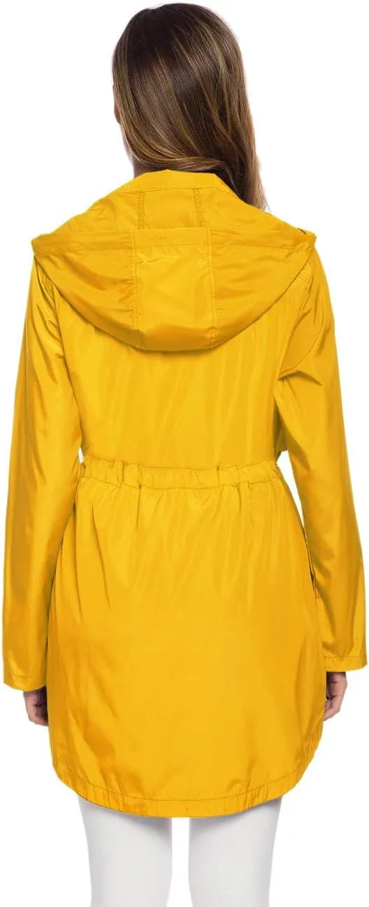 Avoogue Women's Long Raincoat with Hood Outdoor Lightweight Windbreaker Rain Jacket Waterproof