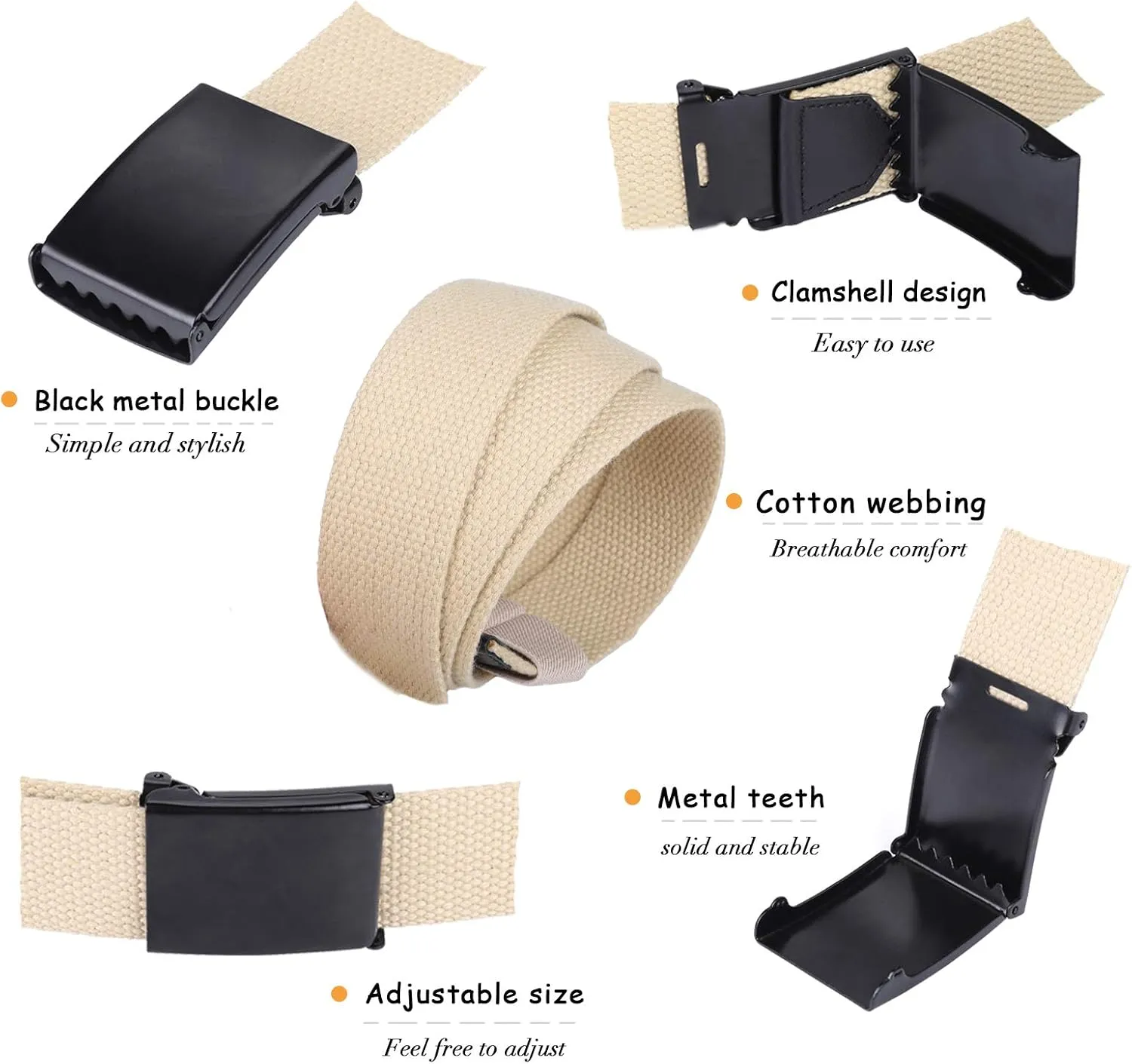 AWAYTR Boys Canvas Web Belts - 2PCS School Uniform Cotton Strap Belt Adjustable in Four Sizes Suitable for Girls