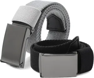 AWAYTR Boys Canvas Web Belts - 2PCS School Uniform Cotton Strap Belt Adjustable in Four Sizes Suitable for Girls
