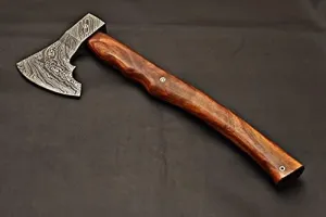 AXE-7004 Custom Hand Made Damascus Steel Tomahawk Axe Hatchet Axe Viking Axe Real Camping Axe Survival Tools / Handle Rose Wood