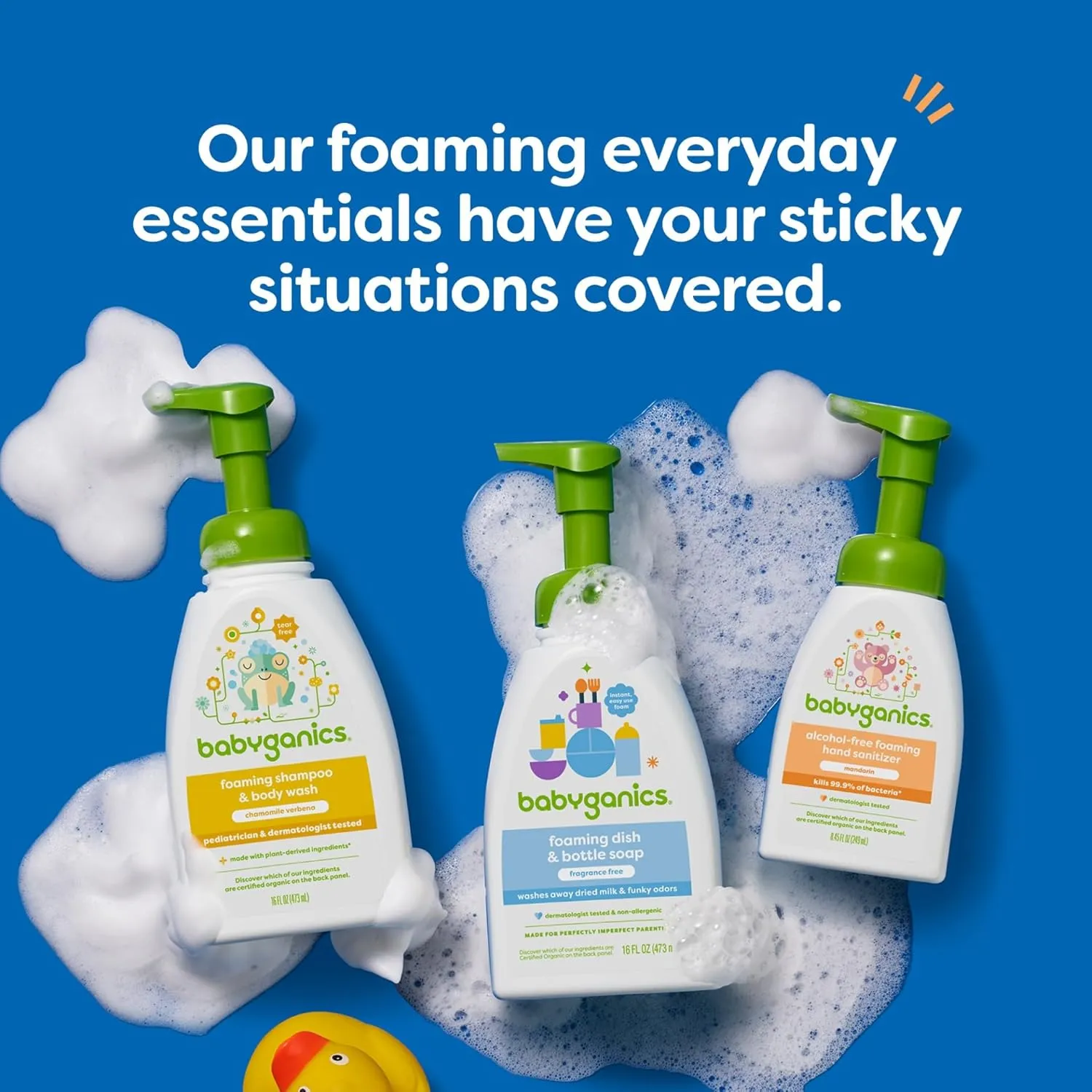 Babyganics Alcohol-Free Foaming Hand Sanitizer, Pump Bottle, Mandarin, 8.45 oz, 3 Pack
