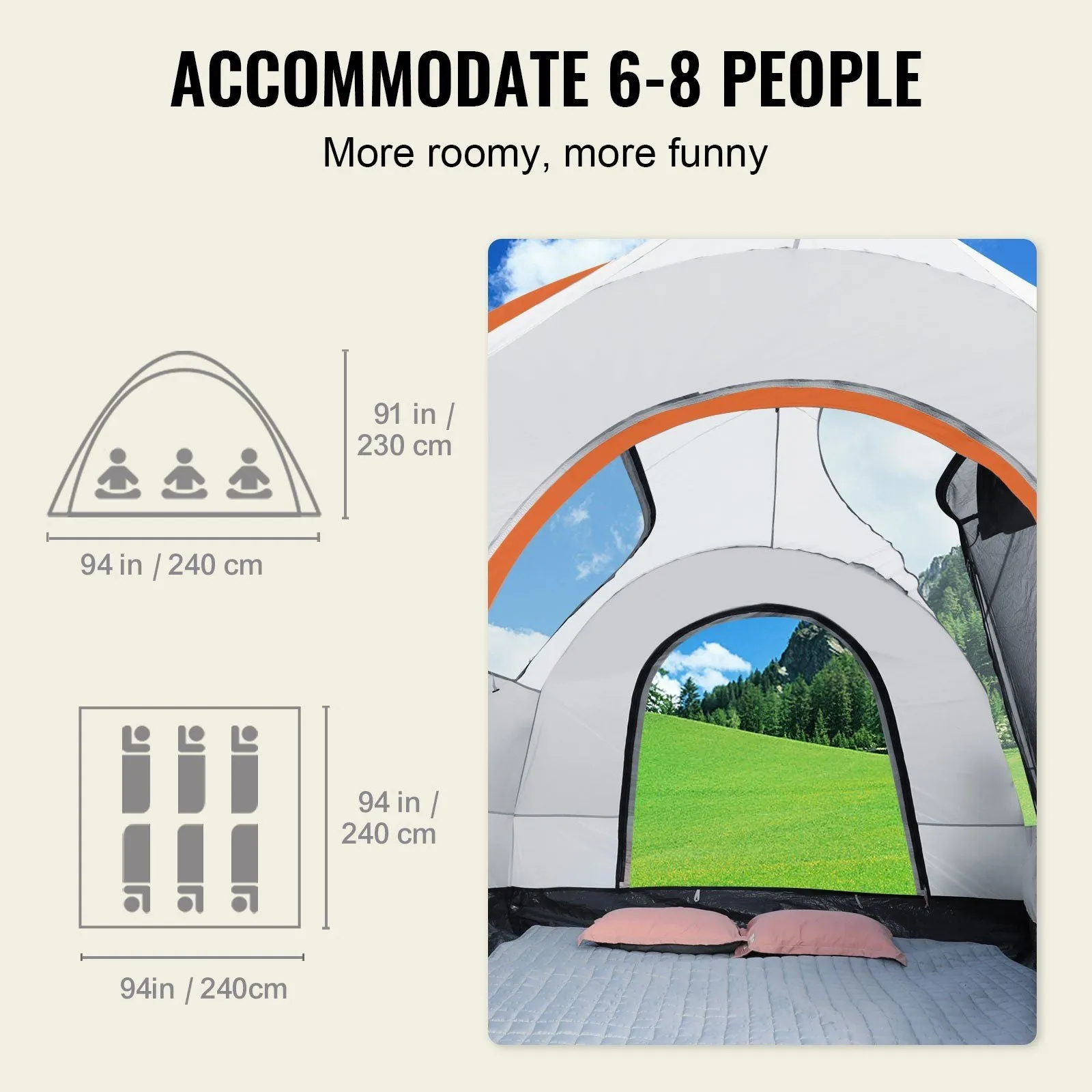 Bag, with PU2000mm and Truck for Tent, Tent SUV Rain VEVOR SUV Carry Rear Attachment Tent Tent, Van Layer Layer 8'-8' Accommodate 6-8 Efficient Reduced cost Camping Double Camping for Tailgate Person, Hatch