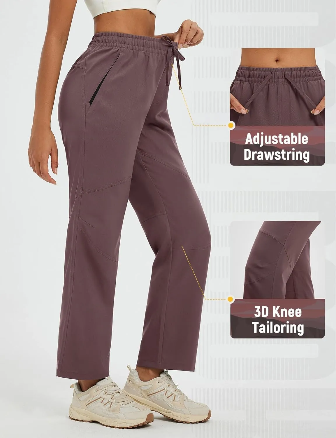 baleaf Women's Hiking Pants Durable Water Resistant Lightweight Quick Dry Zip Pockets UPF50  Travel Clothes