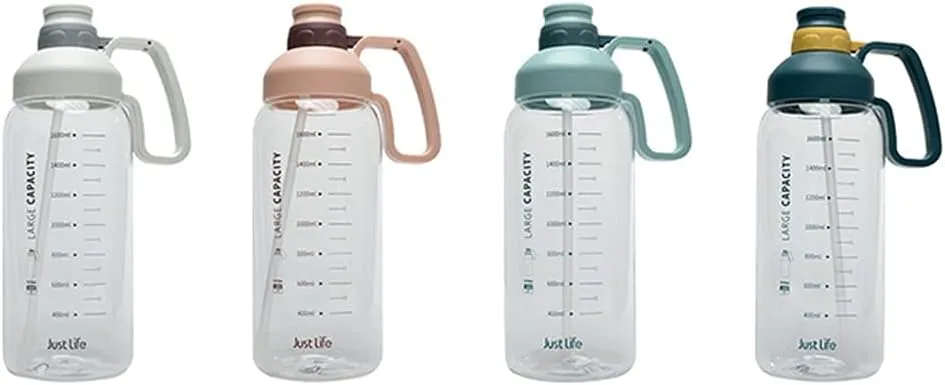 barley Portable Water Bottles 63.3oz Large Capacity Water Bottle with Built-in Straw Accurate Water Volume Scale Sports Water Jug