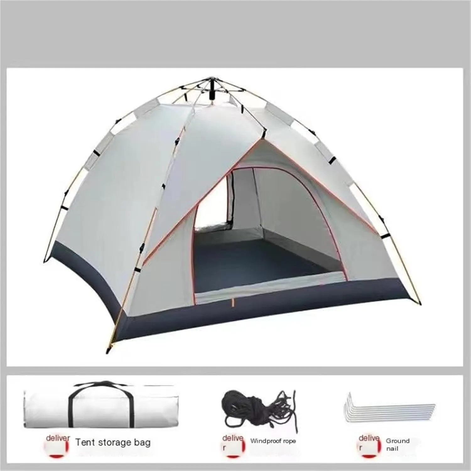 Beach 3-4 People Travel Double-Layer Fully Automatic Tent Camping Full Set of Equipment Outdoor Tent Double Camping Tent(Begis)