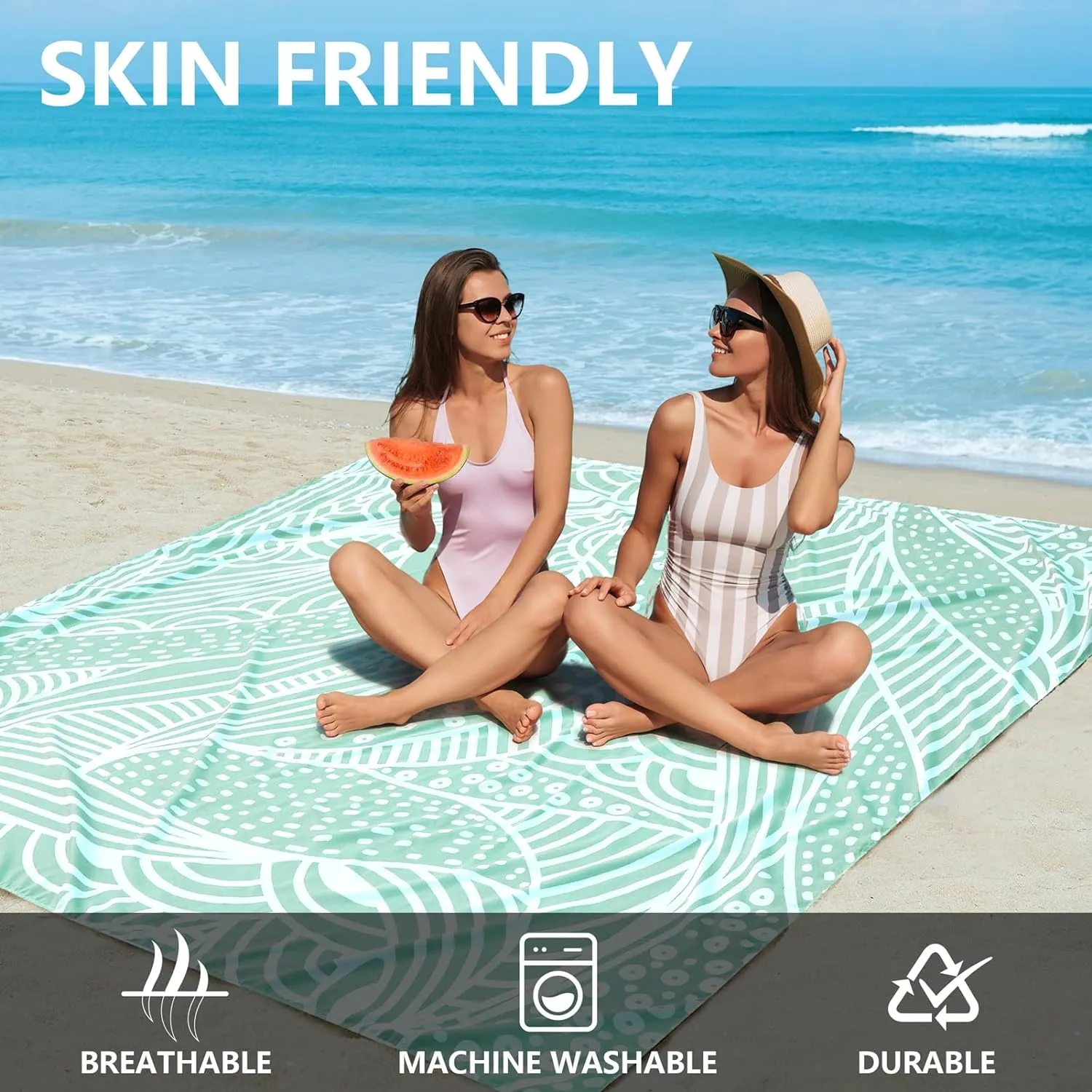 Beach Blanket Waterproof Sandproof Extra Large Oversize Beach Mat Quick Drying Comfort Lightweight Outdoor Picnic Mat for Travel, Hiking, Camping.