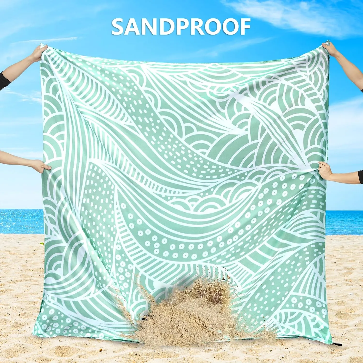 Beach Blanket Waterproof Sandproof Extra Large Oversize Beach Mat Quick Drying Comfort Lightweight Outdoor Picnic Mat for Travel, Hiking, Camping.