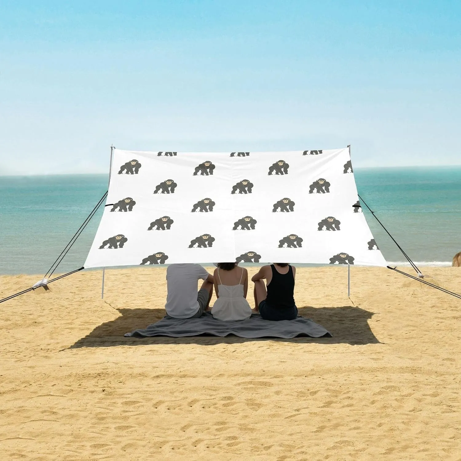 Beach Shade Tent with UPF50  UV Protection,Bonobo Gorilla Monkey Pattern Lightweight Camping Sun Shelter for Outdoor,Camping Trips, Fishing, Backyard,Picnics,Easy Set Up and Carry 9x10.5 FT