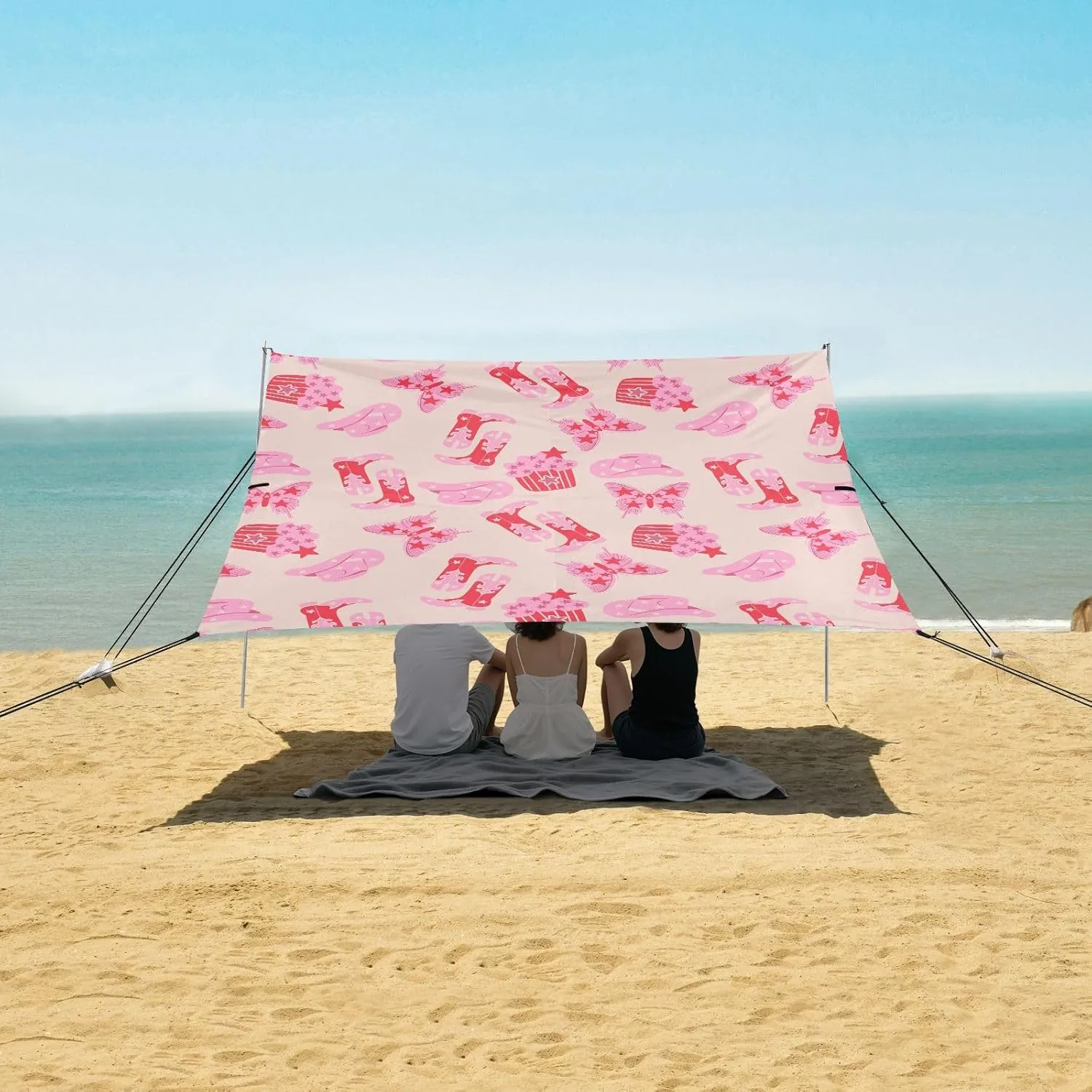Beach Shade Tent with UPF50  UV Protection,Howdy Girl Texas Cowgirl Lightweight Camping Sun Shelter for Outdoor,Camping Trips, Fishing, Backyard,Picnics,Easy Set Up and Carry 9x10.5 FT