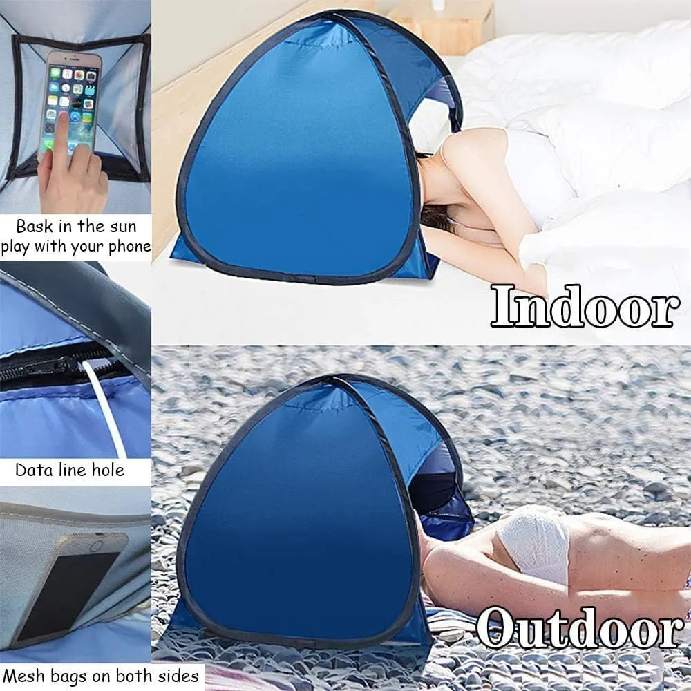 Beach Sun Shelters,Instant Sun Shade Canopy Head PopUp Canopy Automatic Shade Tent for Camping Fishing Hiking Picnic Portable Shelter Windproof Waterproof with Mobile Phone Stand, 80cm