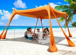 Beach Tent Canopy Pop Up Shade 10x10ft Sun Shelter Portable Family UPF50  with 8 Sandbags-2 Sand Shovel-4 Aluminum Poles-Ground Pegs-Carrying Bag for Outdoor Camping Fishing Backyard Picnic