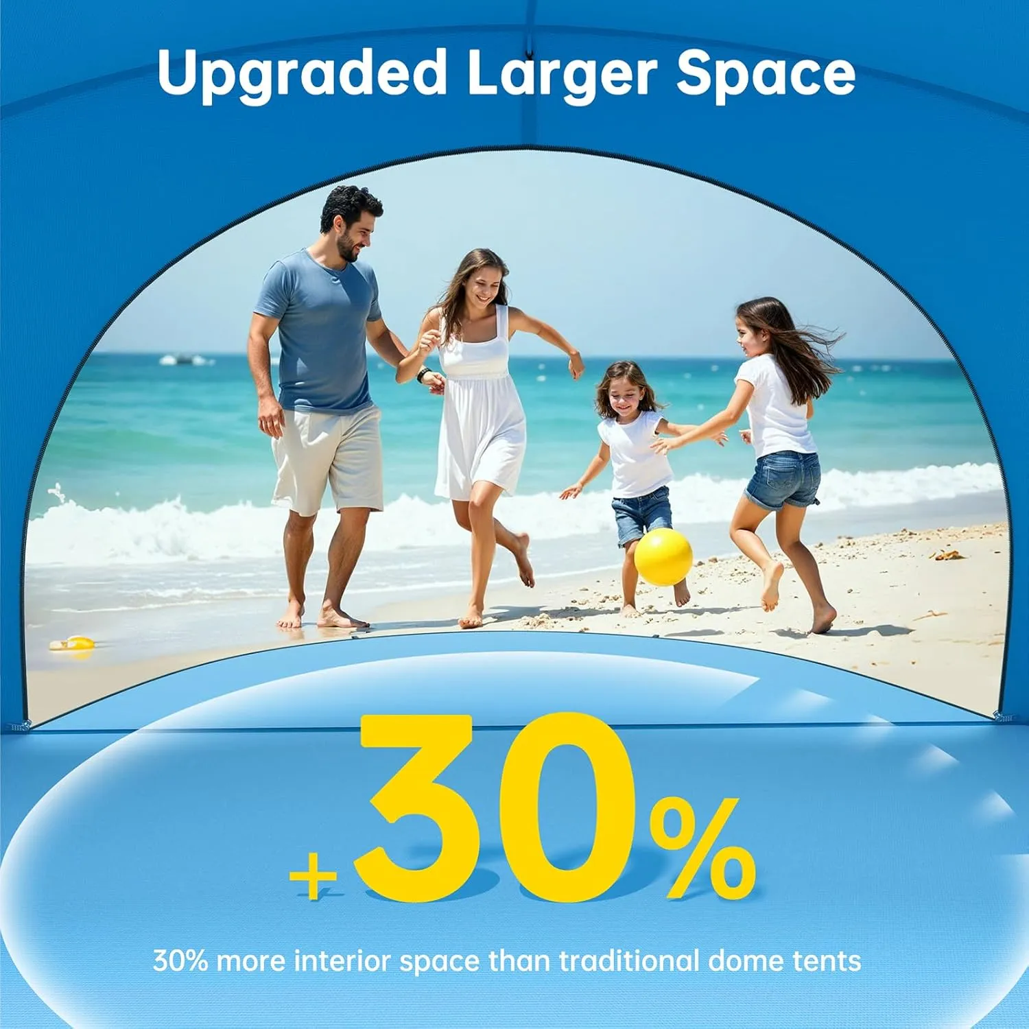 Beach Tent Sun Shelter, Beach Shade Tent with UPF50  UV Protection, Beach Sun Shelter, Beach Shade with 2 Zippered Doors, Portable Beach Tent for Beach Camping Fishing