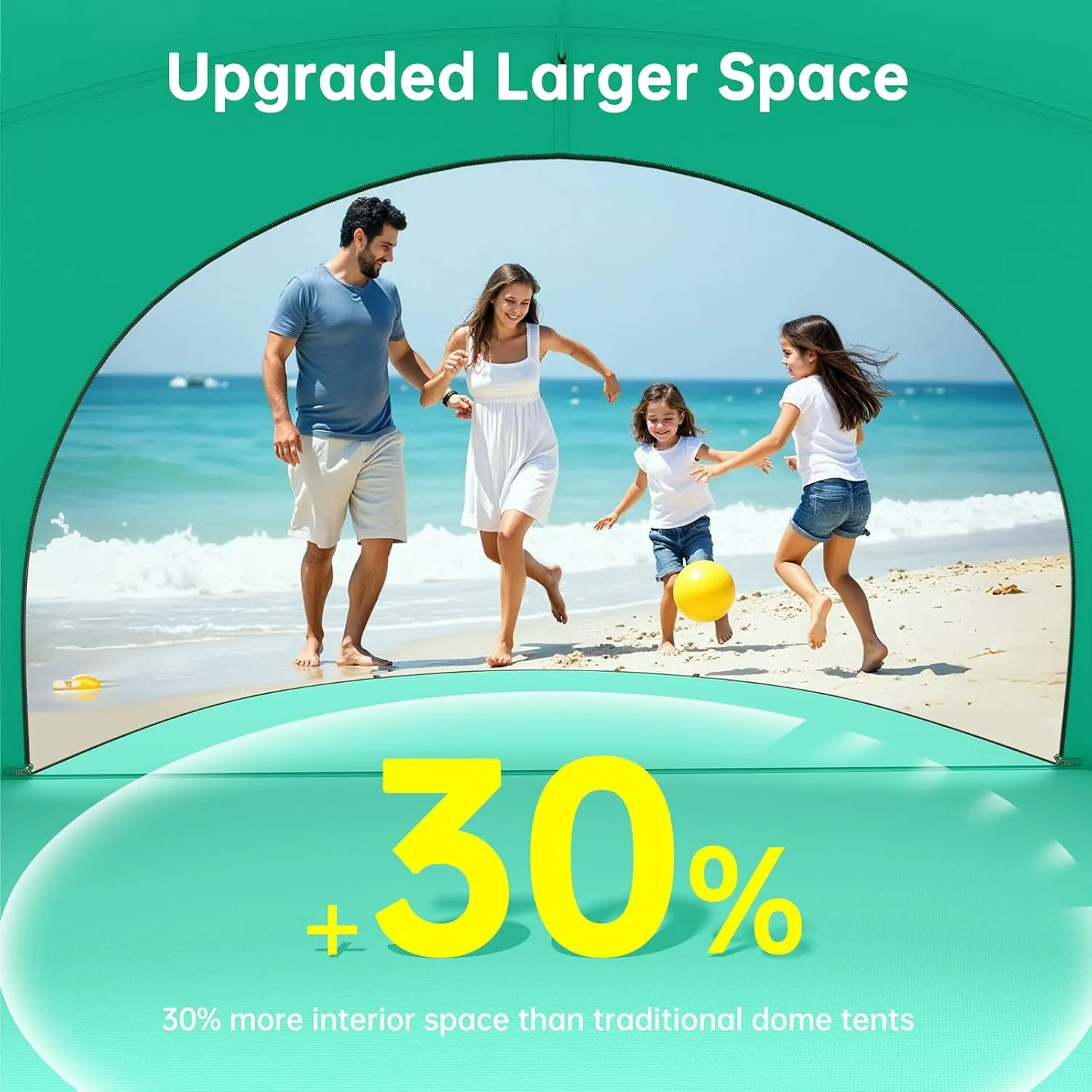 Beach Tent Sun Shelter, Beach Shade Tent with UPF50  UV Protection, Beach Sun Shelter, Beach Shade with 2 Zippered Doors, Portable Beach Tent for Beach Camping Fishing