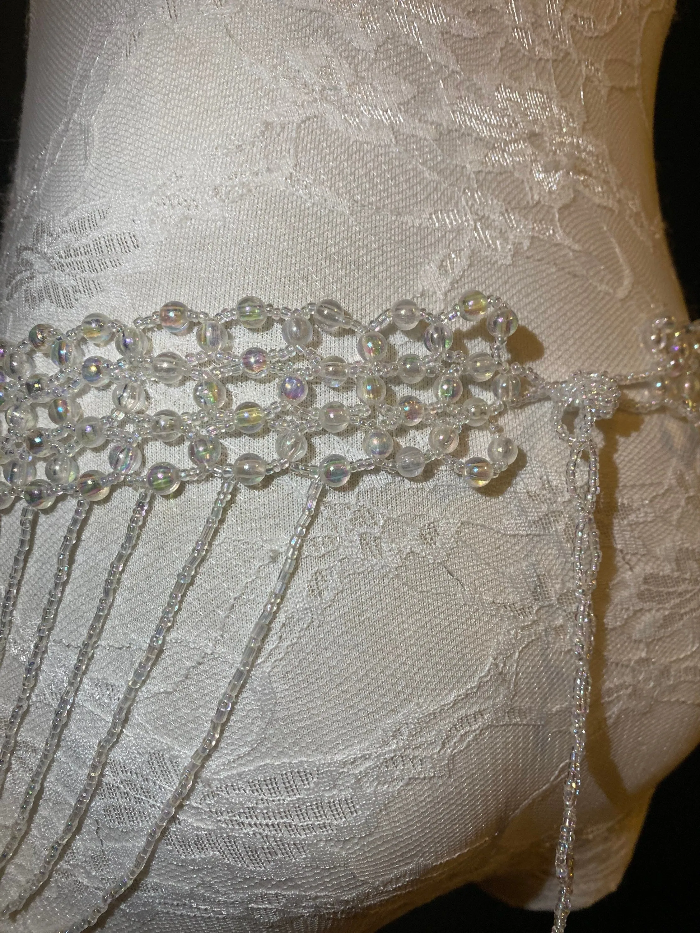 Beaded Belt, Fringe Bead Belt, Iridescent Bead Belt, Belly Dance, Costume, Fashion Belt, FAN Design, UK Size 8-16