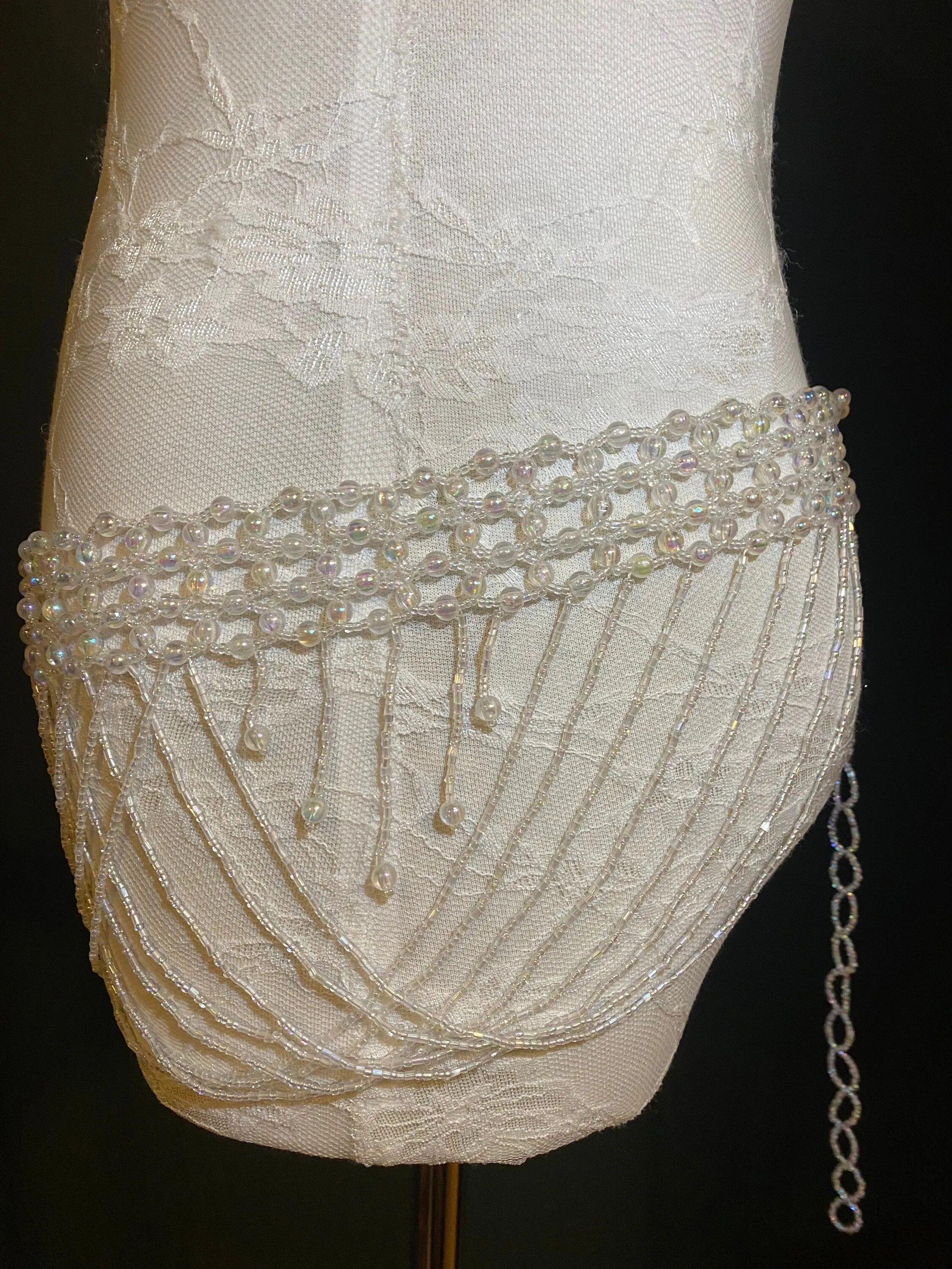 Beaded Belt, Fringe Bead Belt, Iridescent Bead Belt, Belly Dance, Costume, Fashion Belt, FAN Design, UK Size 8-16