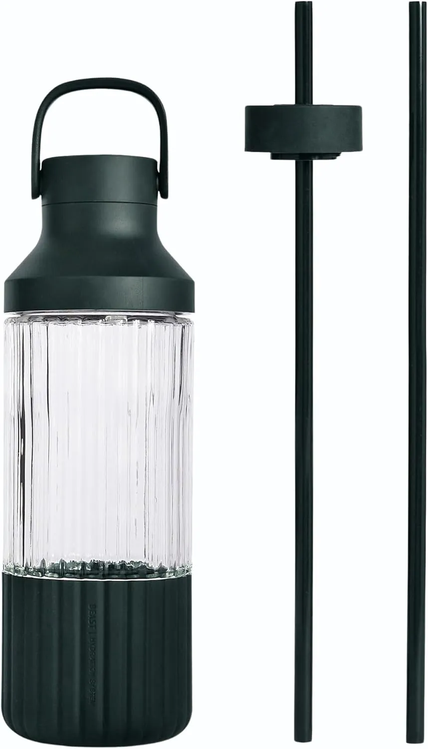 BEAST Health™ Dual Cap Glass Hydration Bottle Forest Green