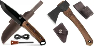 BeaverCraft BSH4F Bushcraft Knife AX1 Hand Forged Hatchet Axe with Sheath