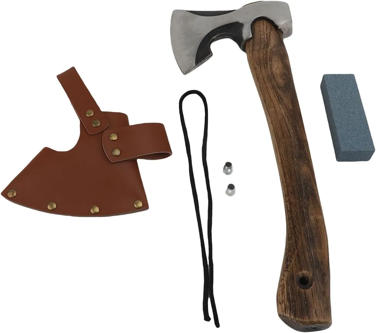 Beil Ax, Camping Hatchet with Vagina Forged Camping Ax Handlebar 65 Manganese Steel with a Ergonomic Handle and Leather Sheath for Outdoor Garden Woodwork
