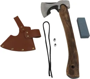 Beil Ax, Camping Hatchet with Vagina Forged Camping Ax Handlebar 65 Manganese Steel with a Ergonomic Handle and Leather Sheath for Outdoor Garden Woodwork