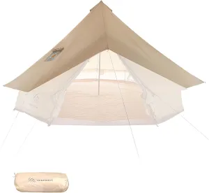 Bell Tent Rain Cover with Stove Jack and Roof Vents for Camping,Waterproof,PU5000,Glamping Bell Tent Rain Fly with Stove Jack,4 Season,(Beige, for 13ft(4m) Size)