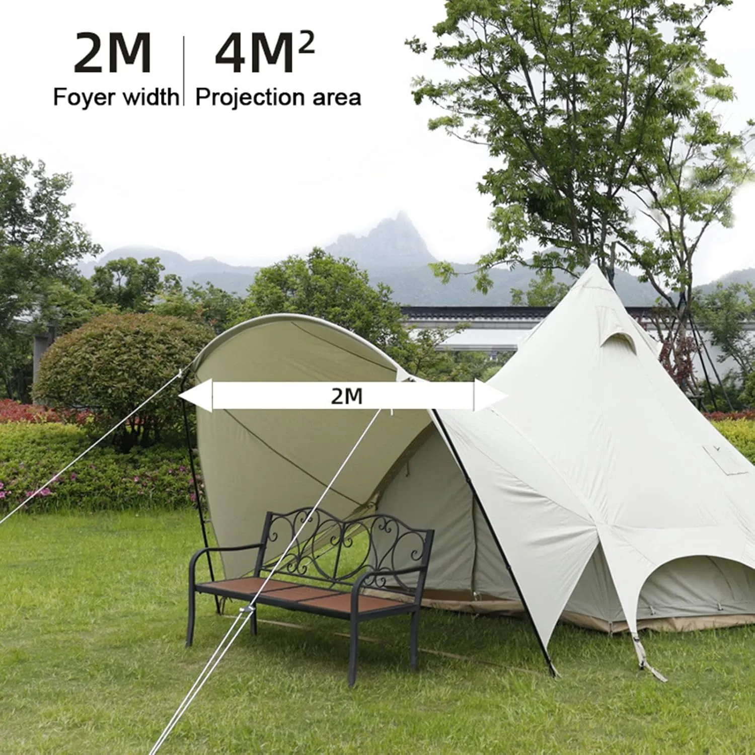 Bell Tent- W/Stove Jack, Waterproof 4 Season Luxury Outdoor Camping and Glamping Yurt Tent for Family Camping Outdoor Hunting Party
