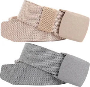 Belts for Men Women Plus Size Nylon Tactical Work Belt with Plastic Buckle, 2 Pack