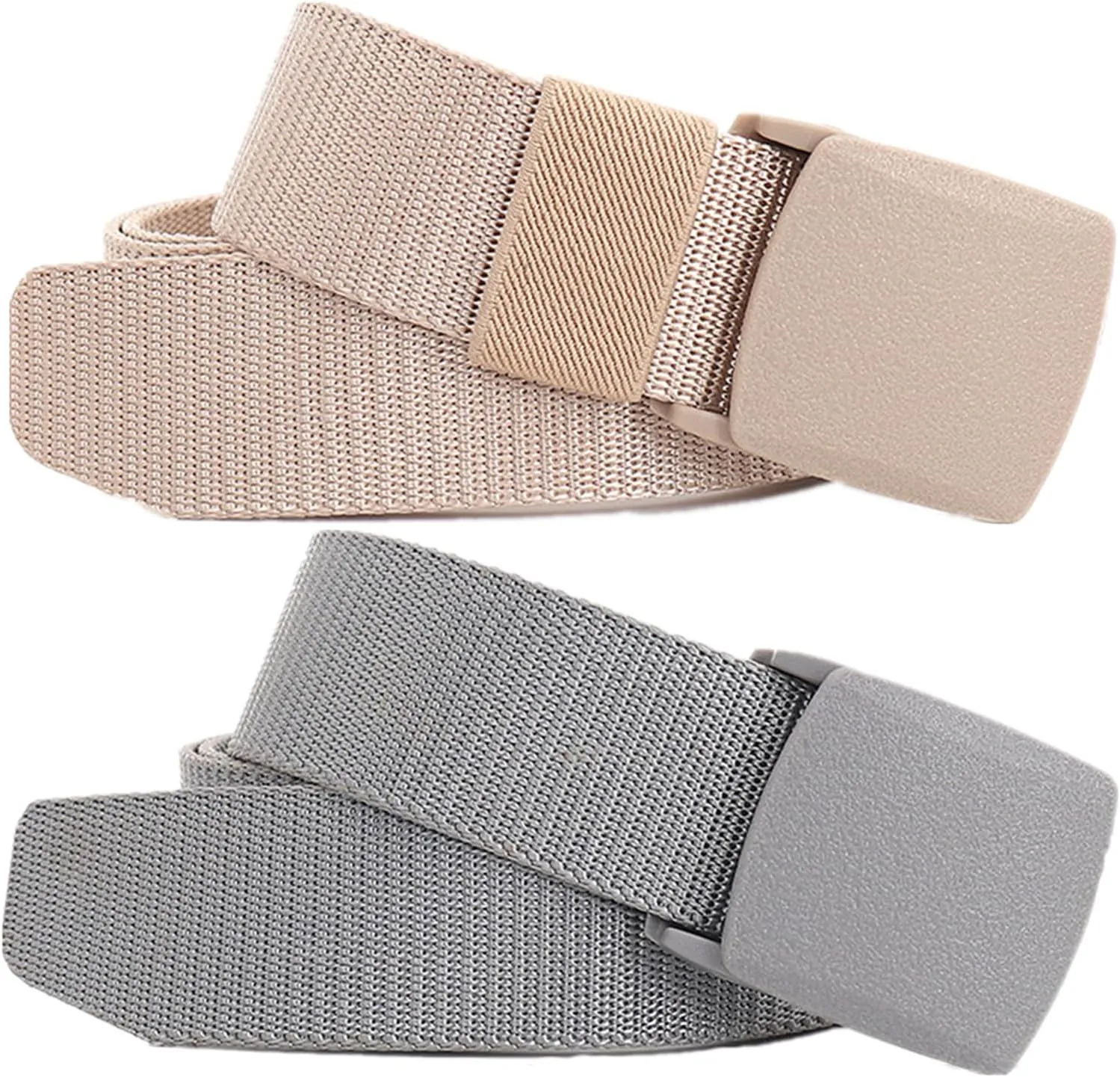 Belts for Men Women Plus Size Nylon Tactical Work Belt with Plastic Buckle, 2 Pack