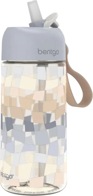 Bentgo Kids Water Bottle (Whimsy & Wonder Collection) - Leak-Proof Durable Tritan 15 oz. Cup for Kids/Toddlers 3 ; Flip-Up Safe-Sip Straw for School, Sports, Daycare, Camp & More (Checker Gradient)