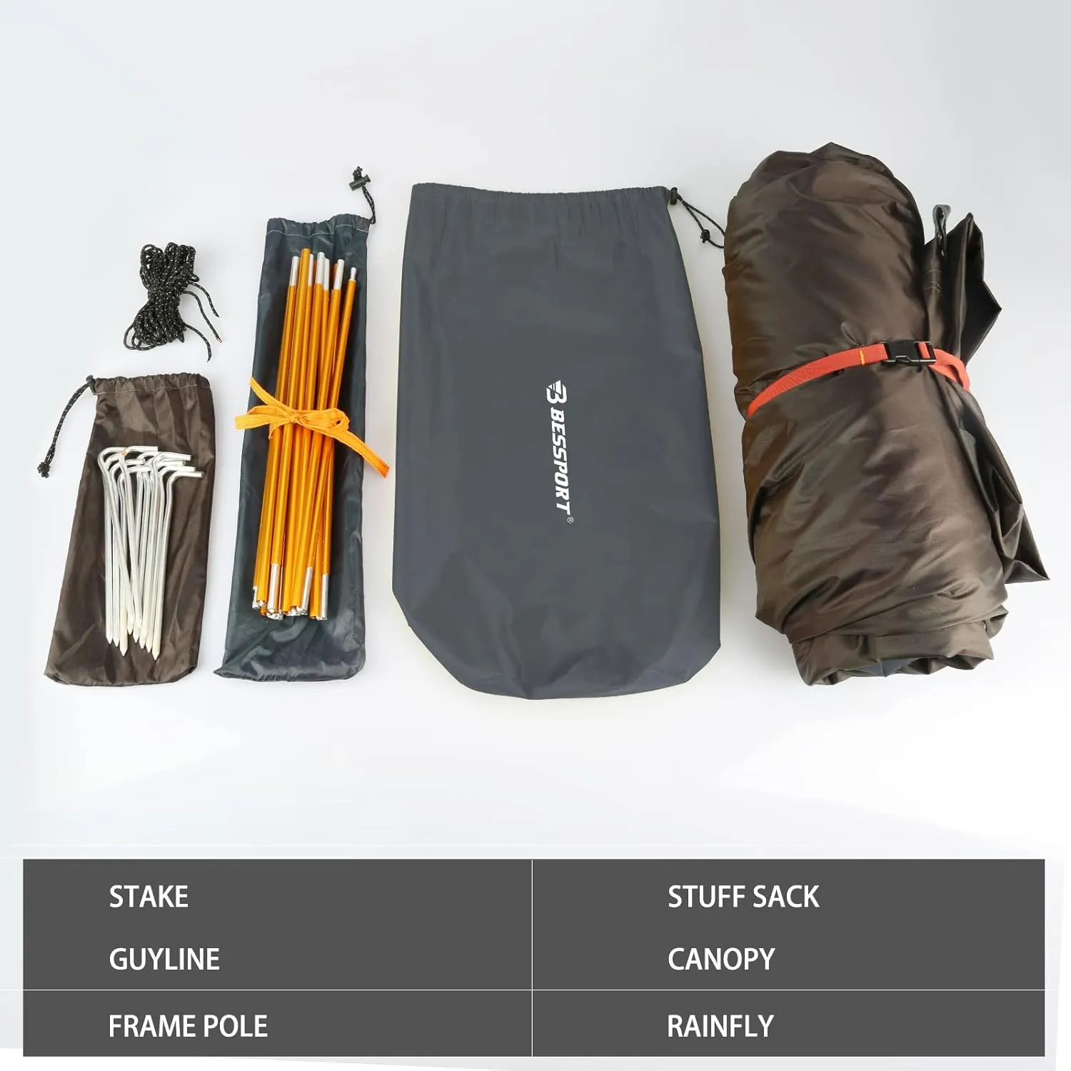 Bessport Camping Tent 1/2 Person Tent Waterproof Two Doors Backpacking Tent Easy Setup Lightweight for Outdoor, Hiking Mountaineering Travel