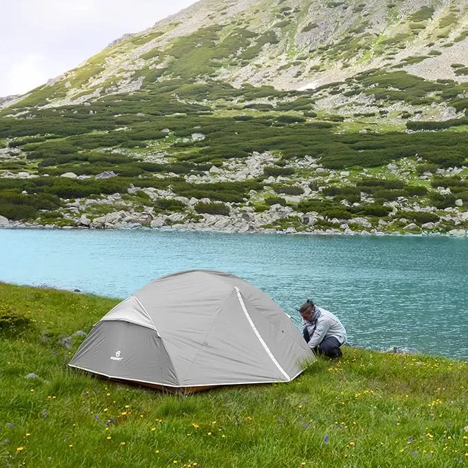 Bessport Camping Tent for 2-3 Person, Lightweight Backpacking Tent Waterproof Windproof Two Doors Easy Setup Double Layer Outdoor Tents for 3 to 4 Seasons, Suitable for Outdoor,Hiking,Camping