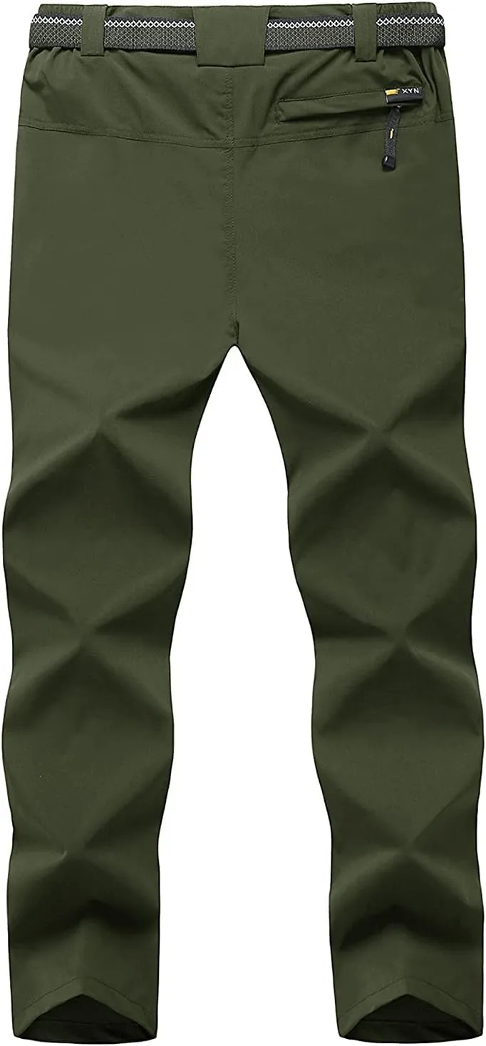 BGOWATU Men's Hiking Pants Quick Dry Lightweight Water Resistant Outdoor Sports Pants with Zipper Cargo Pockets