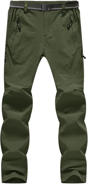 BGOWATU Men's Hiking Pants Quick Dry Lightweight Water Resistant Outdoor Sports Pants with Zipper Cargo Pockets
