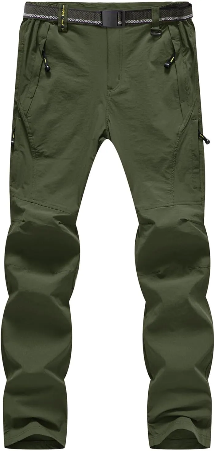 BGOWATU Men's Hiking Pants Quick Dry Lightweight Water Resistant Outdoor Sports Pants with Zipper Cargo Pockets