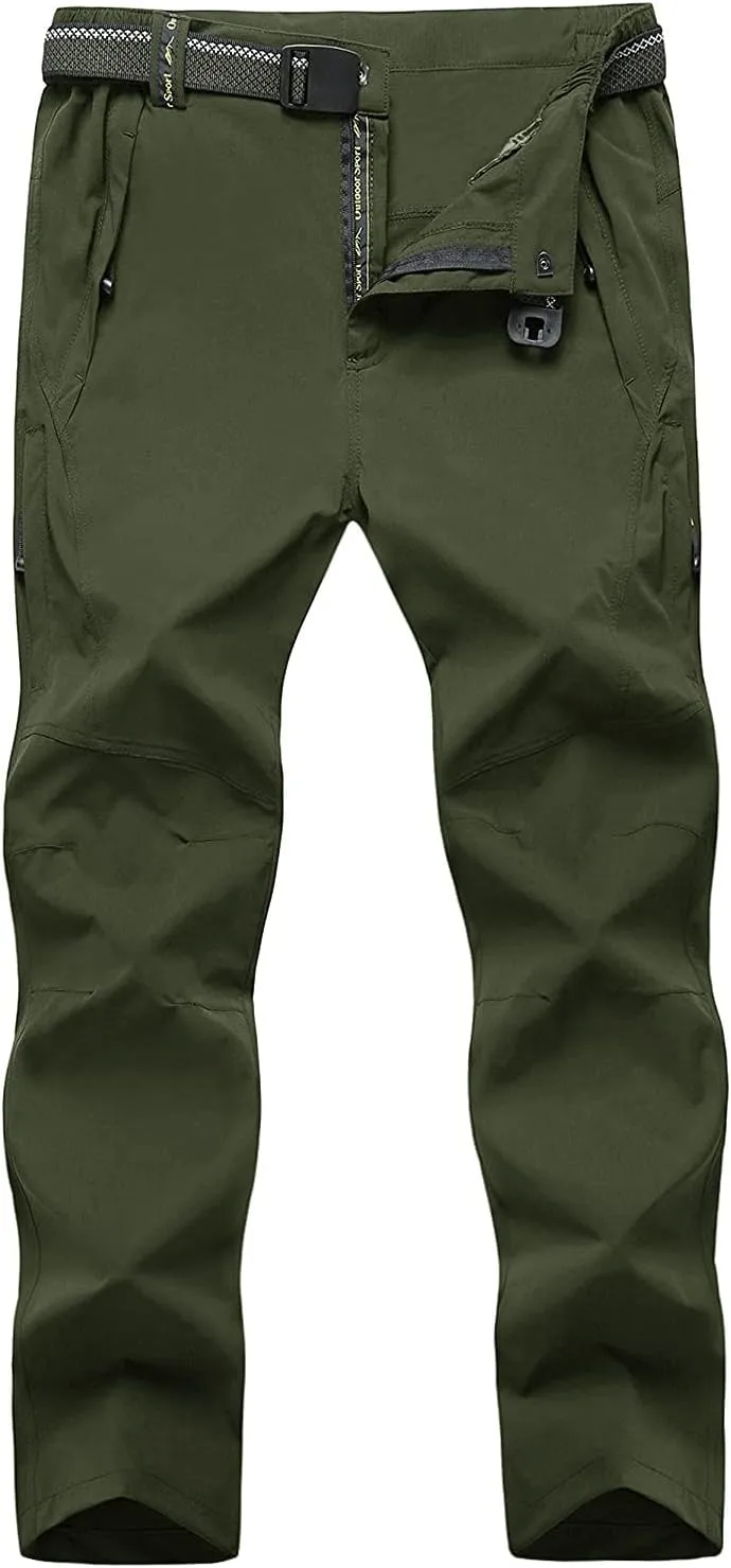 BGOWATU Men's Hiking Pants Quick Dry Lightweight Water Resistant Outdoor Sports Pants with Zipper Cargo Pockets