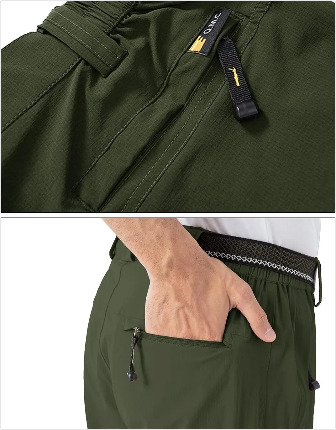 BGOWATU Men's Hiking Pants Quick Dry Lightweight Water Resistant Outdoor Sports Pants with Zipper Cargo Pockets