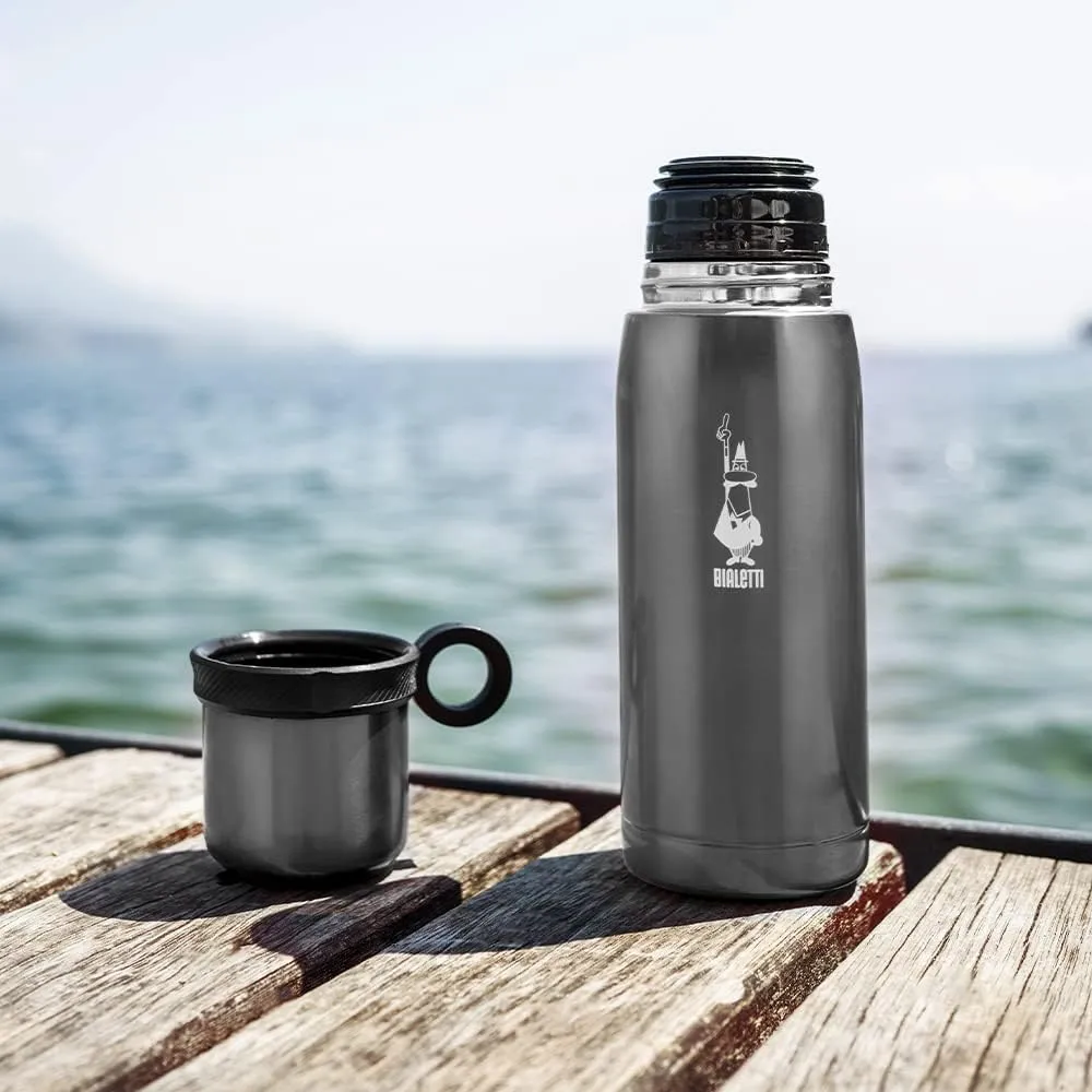 Bialetti - Stainless-steel Water Bottle 15,55oz with Lid/Cup: Double-Layered Vacuum Insulated, Keeps Drink Cold for 24 Hours and Hot for 12 Hours, Red