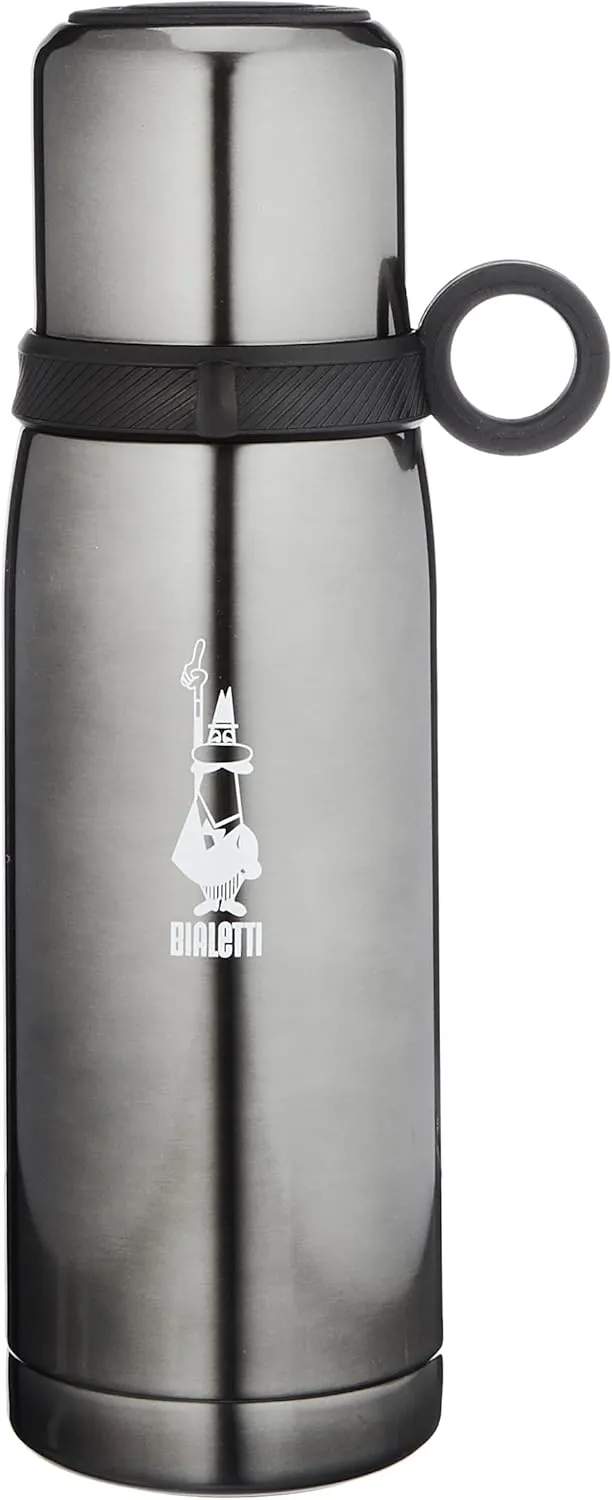 Bialetti - Stainless-steel Water Bottle 15,55oz with Lid/Cup: Double-Layered Vacuum Insulated, Keeps Drink Cold for 24 Hours and Hot for 12 Hours, Red