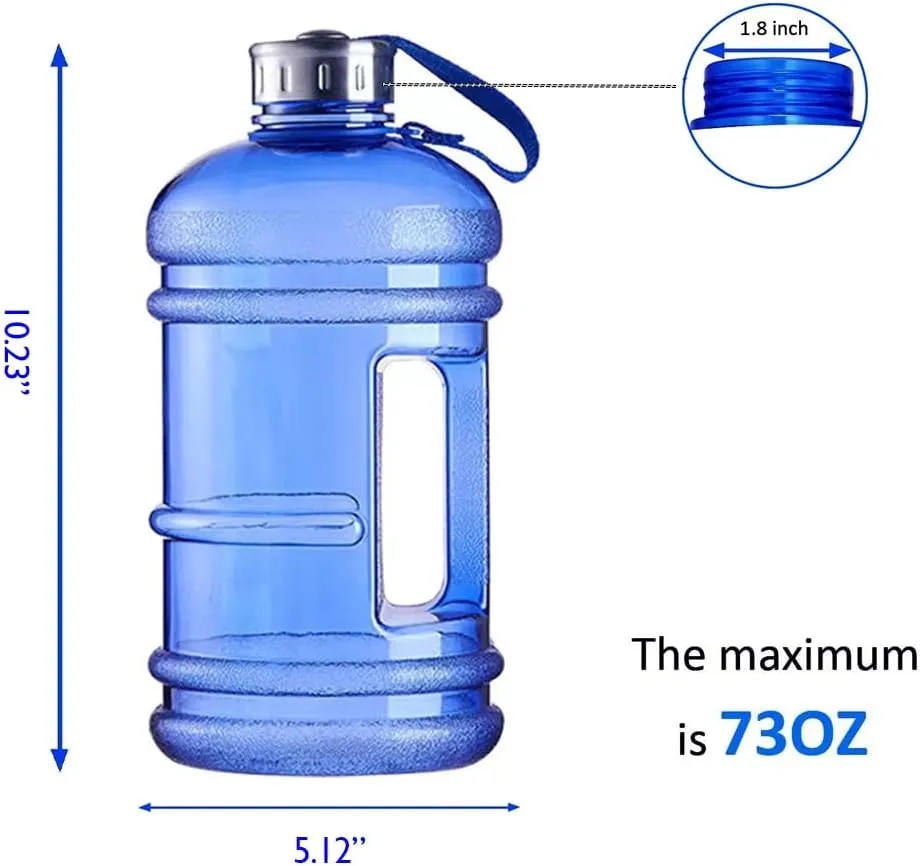 Bigdata&BetterLife Half Gallon Big Water Bottle Proof Sports Jug with Handle Drinking Container Flask for Fitness Gym Biking Outdoor Water Jug 2.2L/73 OZ