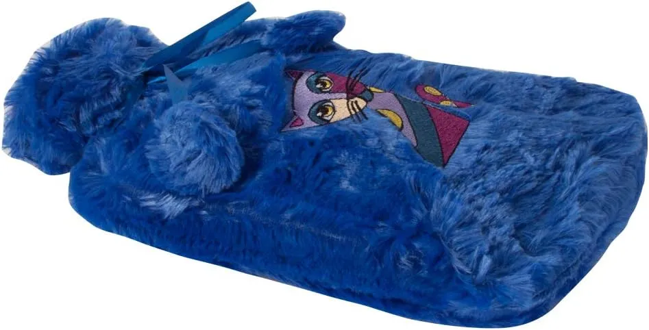BiggDesign Hot Water Bottle Rubber with Fluffy Cover, Hot Water Bag for Shoulder Neck Period Cramp and Pain Relief, Hand Feet Warmer, Ideal for Cold and Hot Compress, Blue